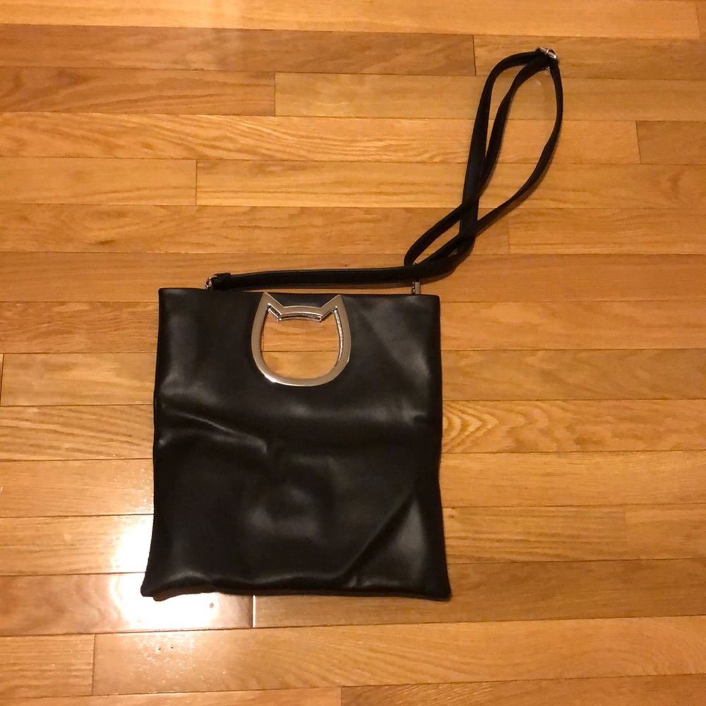 Brand new black cat handle handbag